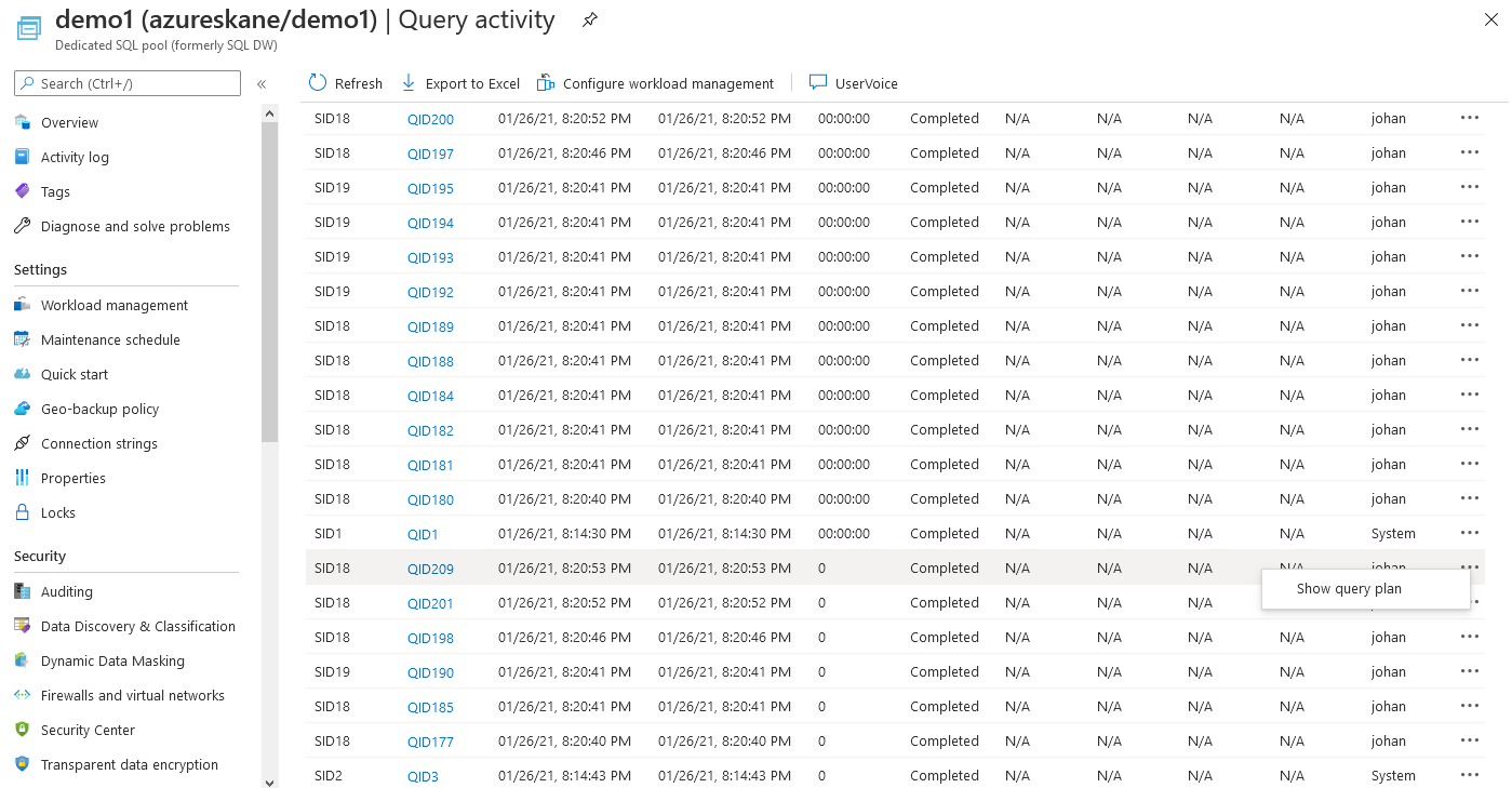 Azure Synapse Dedicated SQL Pool Queries