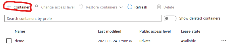 Azure Synapse Serverless Create Storage Account Container