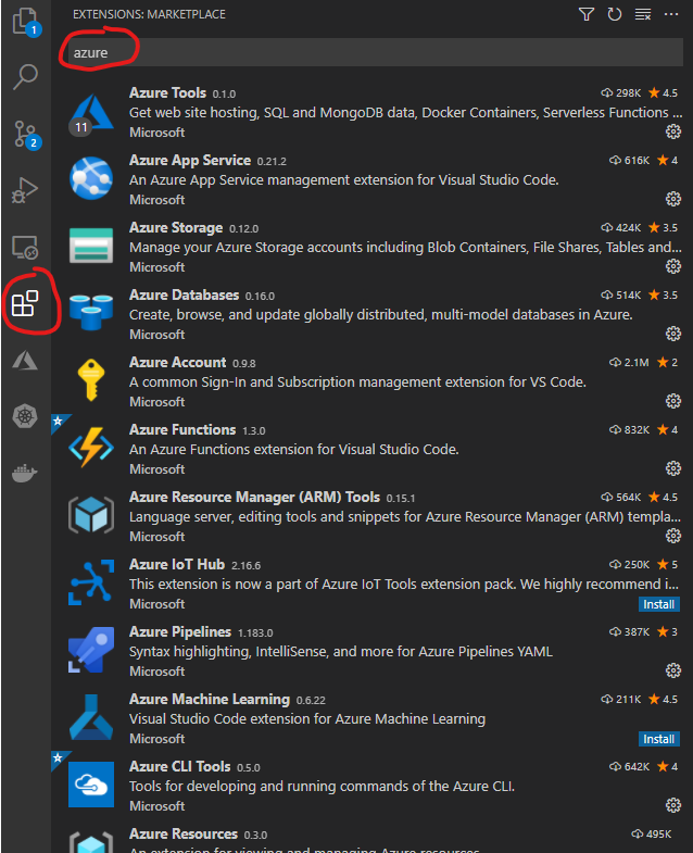 Visual Studio Code Azure Plugins