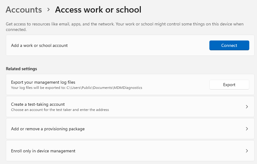 Add a work or school account