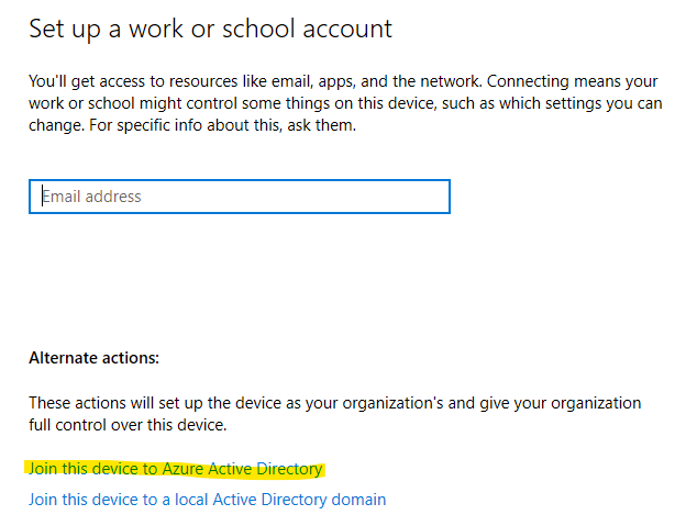 Azure AD join device